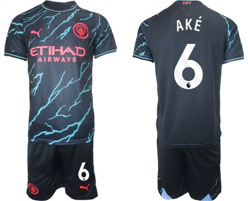 Men 2023-2024 Club Manchester City away blue 6 Soccer Jersey